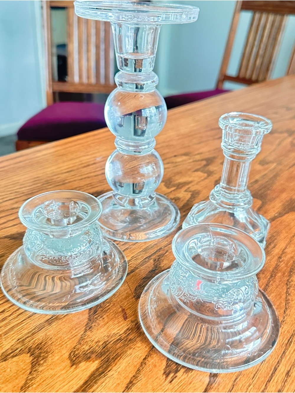Lot of 4 glass vintage candle holders